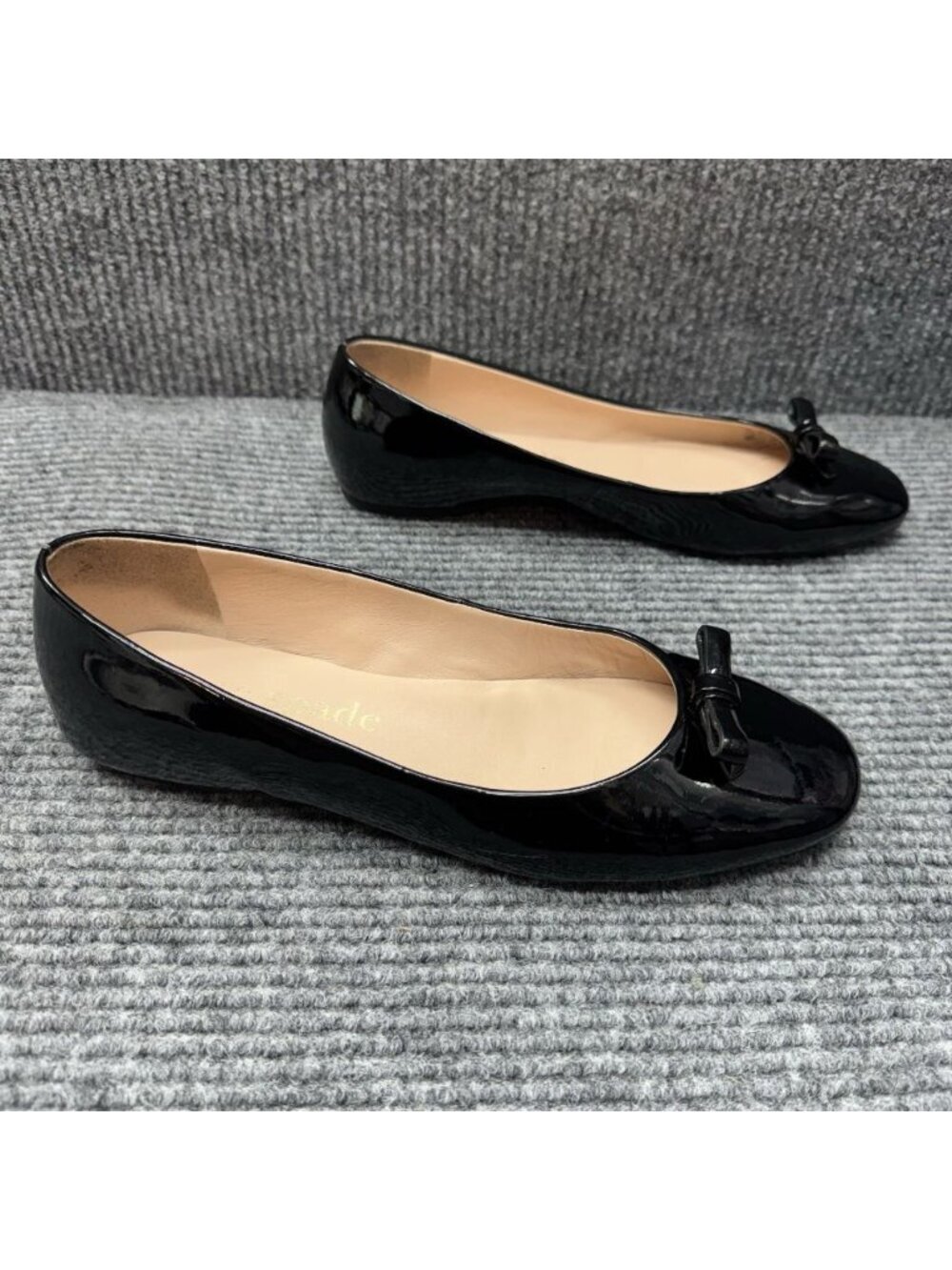 Kate Spade Kiersten Bow Ballet Flats Womens 9.5 Black Patent Leather Shoes - Picture 3 of 12